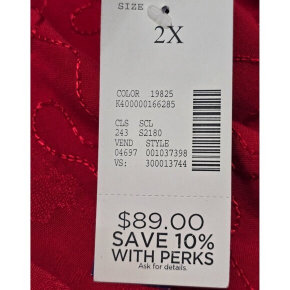 Catherines Womens Red Embroidered V Neck Tunic Blouse Long Sleeve Size 2X NWT - Picture 7 of 13